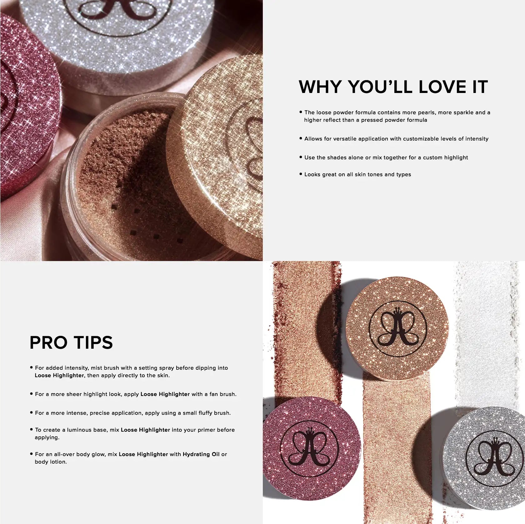 ANASTASIA BEVERLY HILLS SET OF 3 LOOSE HIGHLIGHTERS