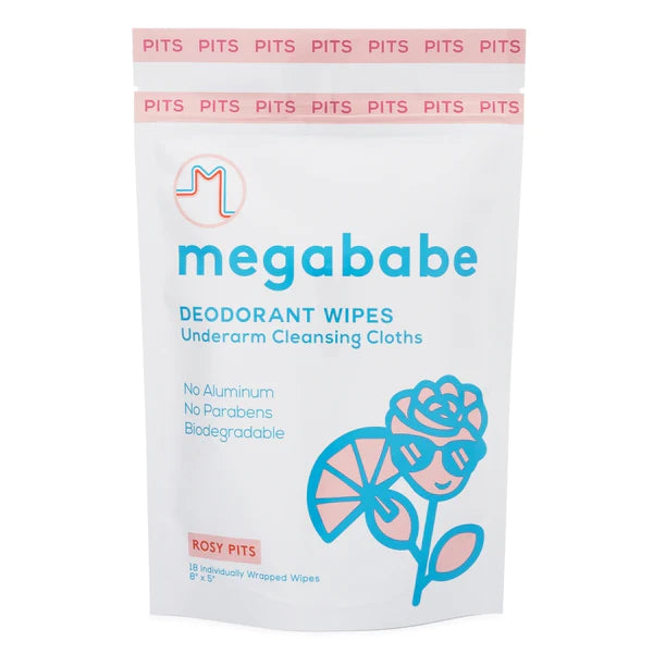 Megababe Rosy Pits Deodorant Wipes18pc