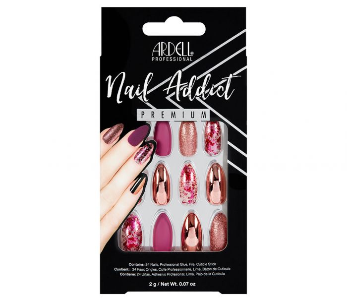 ARDELL, NAIL ADDICT PREMIUM ARTIFICIAL NAIL SET, CHROME PINK FOIL
