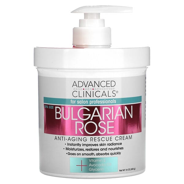 Advanced Clinicals Anti-Aging Rescue Cream Bulgarian Rose 16 oz 454 gm