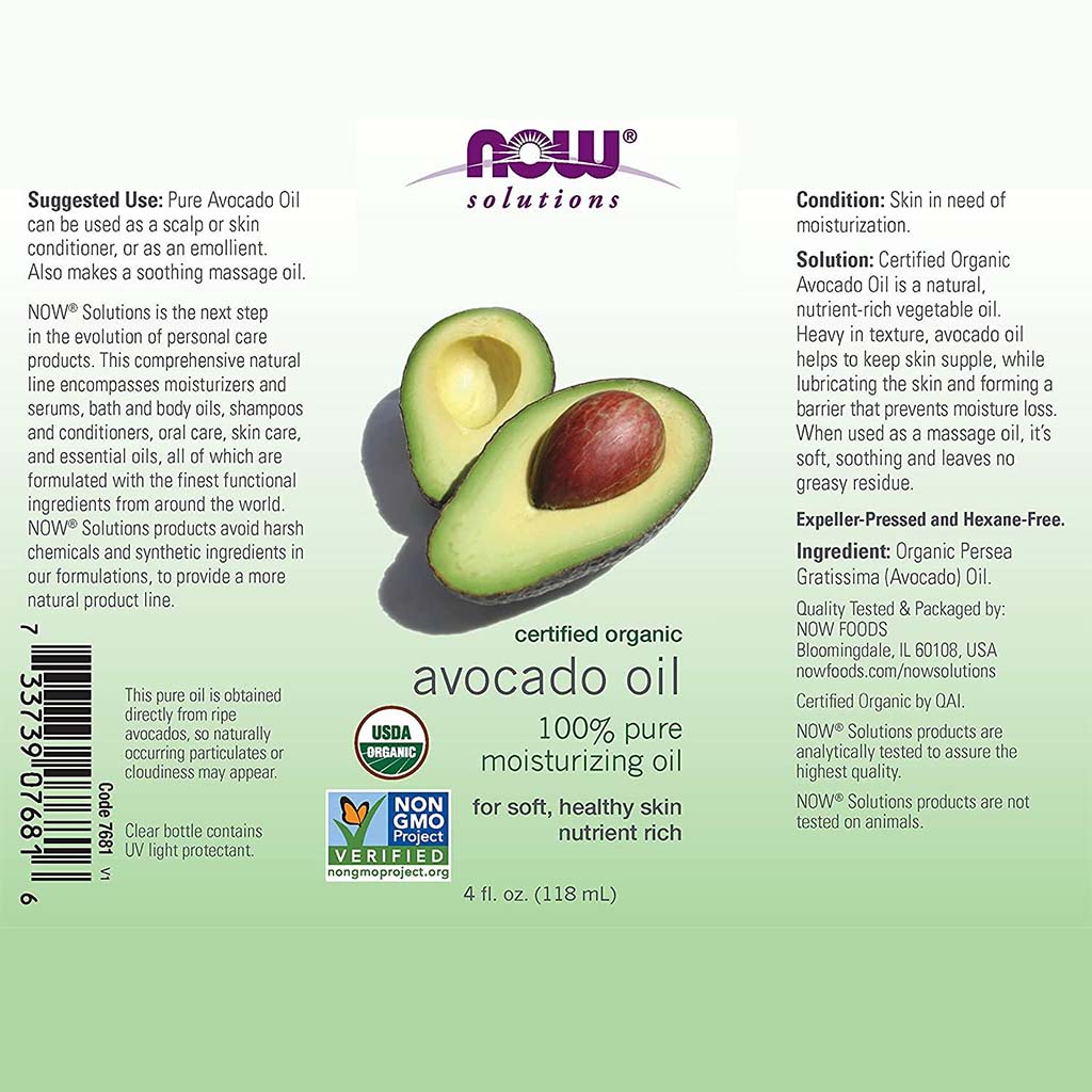 Now Solutions Avocado Moisturizing Oil For Skin & Hair 118ml