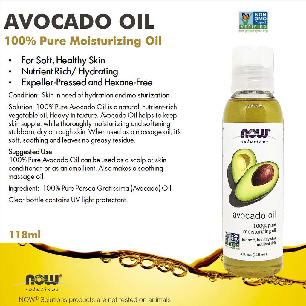 Now Solutions Avocado Moisturizing Oil For Skin & Hair 118ml