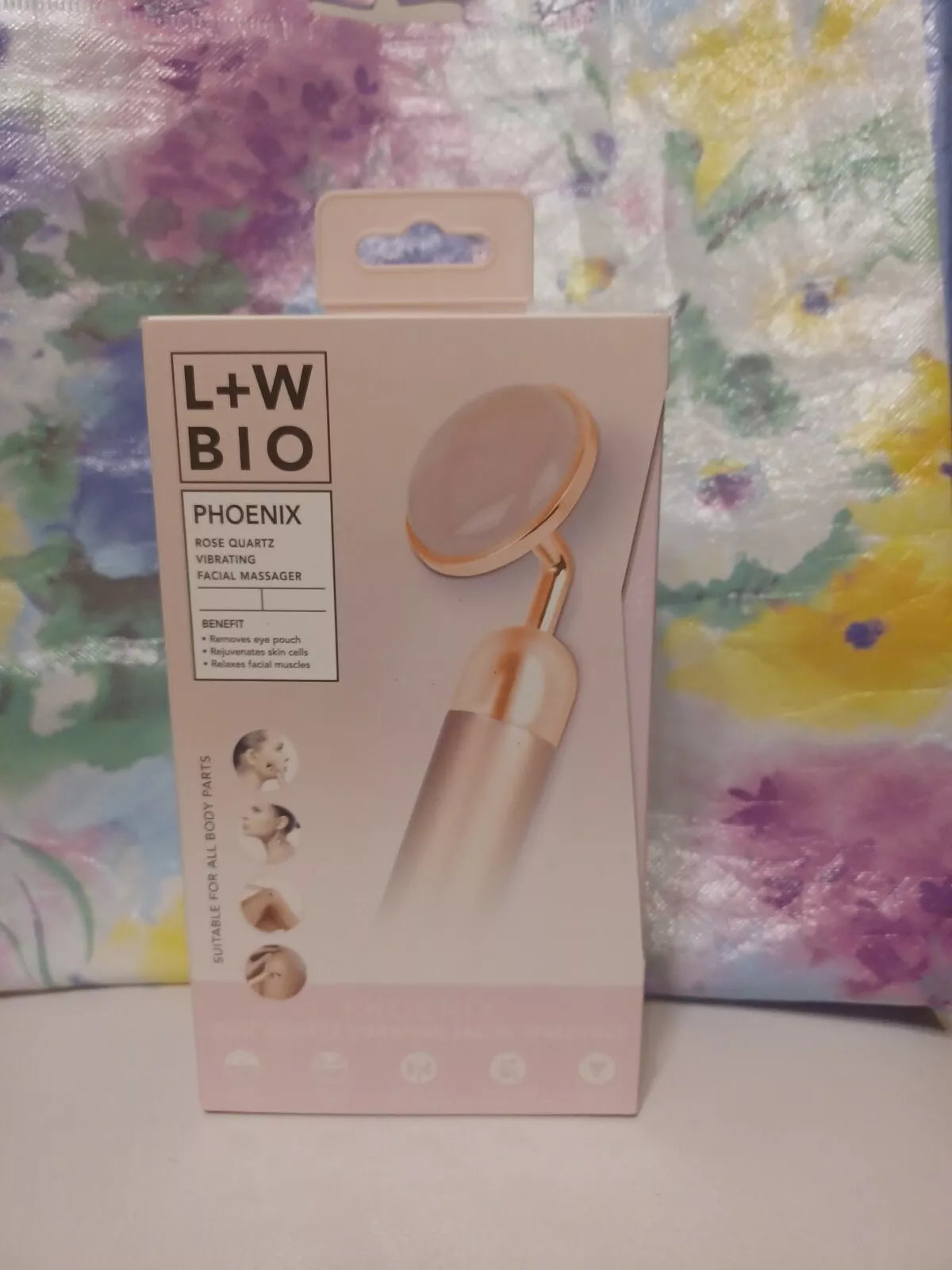 L+W BIO Phoenix Rose Quartz Stone Vibrating Facial Massager