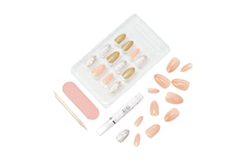 ARDELL, NAIL ADDICT PREMIUM ARTIFICIAL NAIL SET, PINK MARBLE & GOLD